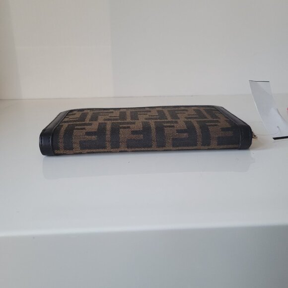 FENDI Tobacco Zucca Canvas Zip Around Wallet - Picture 11 of 16